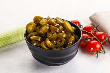 Sliced canned jalapeno pepper