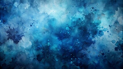Obraz premium Dark artistic backdrop featuring watercolor deep blue background texture with navy blue stains and oil painted ink texture accents.