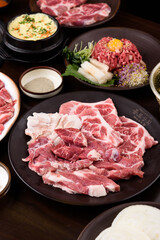 Korean restaurant with grilled pork and beef