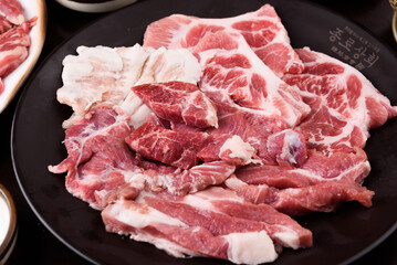 Korean restaurant with grilled pork and beef