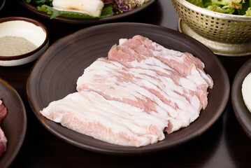 Korean restaurant with grilled pork and beef