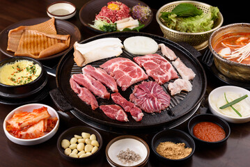 Korean restaurant with grilled pork and beef