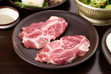 Korean restaurant with grilled pork and beef