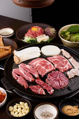 Korean restaurant with grilled pork and beef