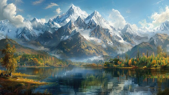 Towering mountains standing in majestic splendor
