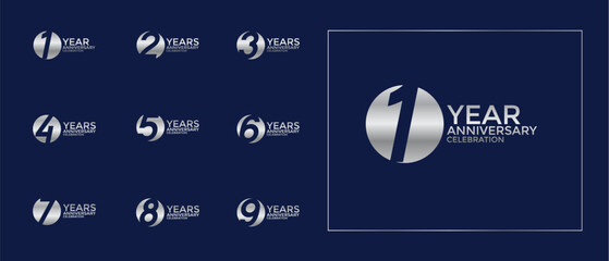 anniversary logo style set with silver color can be use for celebration moment