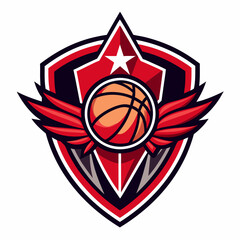 basketball team logo design illustration on solid background