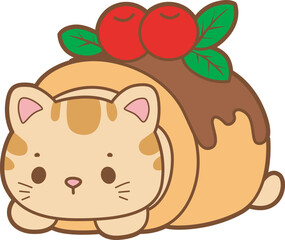 A bunch of cute cat with various dessert.
Kawaii animal kitty for scrapbook and sticker.