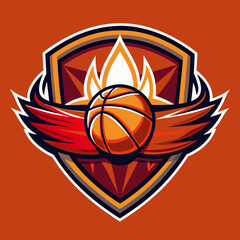 basketball team logo design illustration on solid background