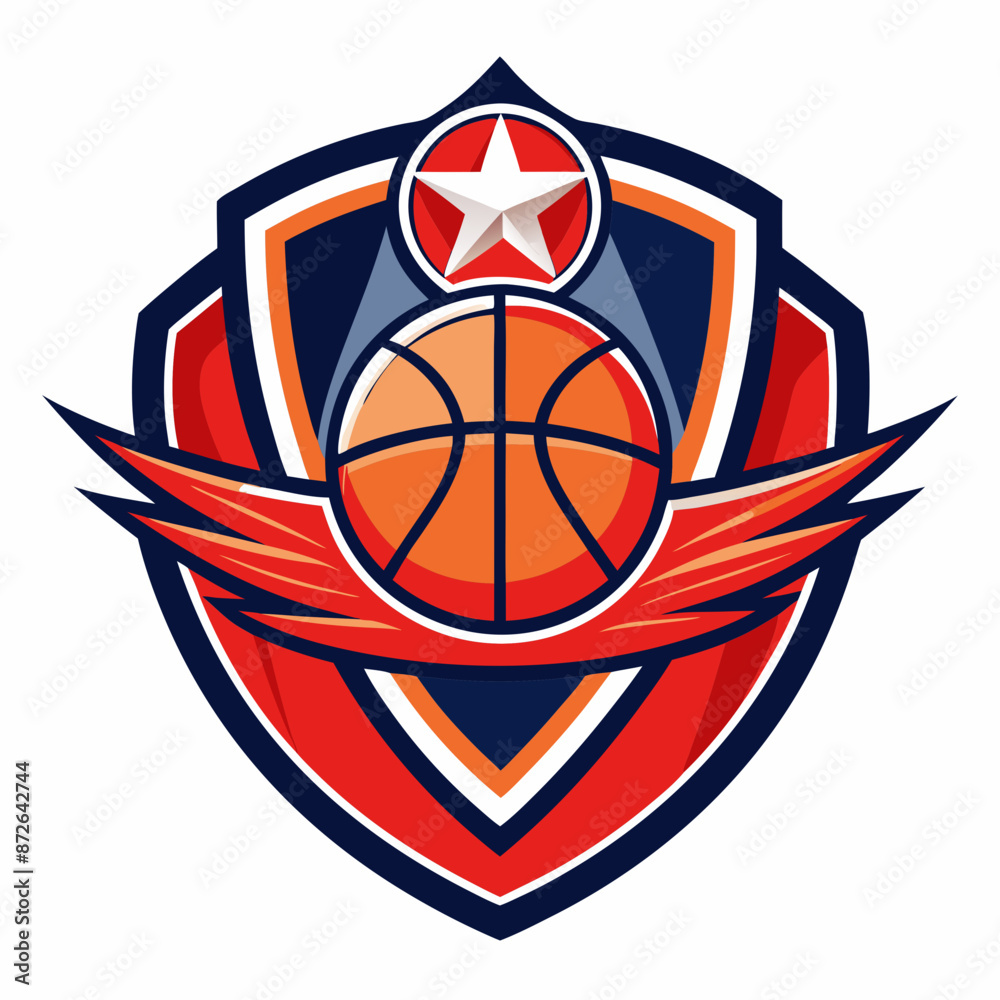 Wall mural basketball team logo design illustration on solid background