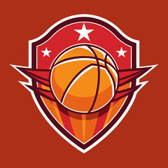basketball team logo design illustration on solid background
