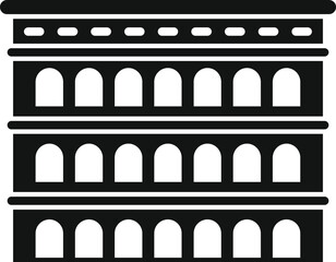 Black silhouette of the colosseum, a famous landmark of ancient rome, showcasing roman architecture