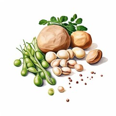 an ai generated image, Different legumes