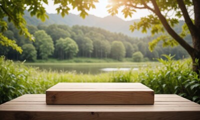 Fototapeta premium Empty wooden podium for display or product showcase