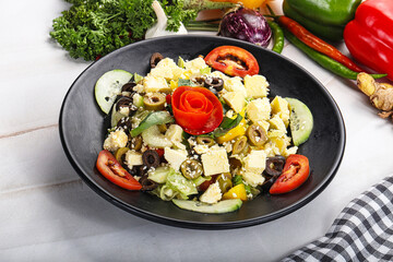 Greek salad with feta, tomato and cucumber