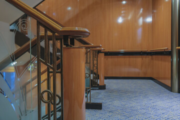 Opulent Art Deco decor interior architecture inside lobby, atrium or foyer on ocean liner...