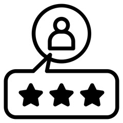 customer review icon, quality rating, feedback, stars symbol on white background.