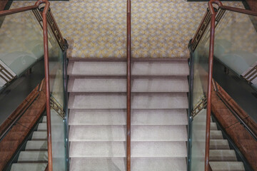 Opulent Art Deco decor interior architecture inside lobby, atrium or foyer on ocean liner...