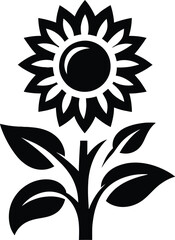 Sunflower logo icon silhouette vector style with white background