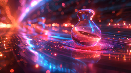 cool hourglass synthwave colors on black background