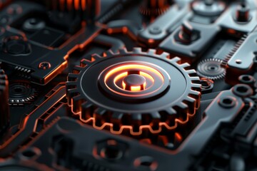 Sleek and minimalist 3D gear icon, symbolizing precision, for conveying concepts of technology, engineering, and business