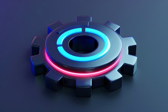 Sleek and minimalist 3D gear icon, symbolizing precision, for conveying concepts of technology, engineering, and business