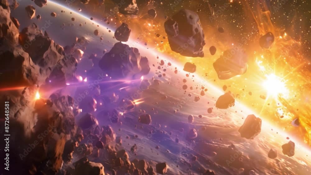 Poster This Asteroids collide with Earth, creating a bright and fiery explosion.