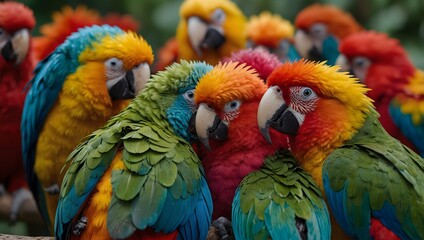 A poem inspired by the kaleidoscope of colors on a flock of tropical parrots ai_generated