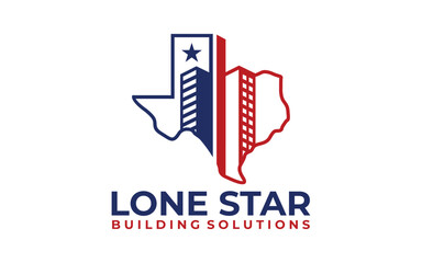 Building logo with Lone star texas. city building abstract for logo design inspiration