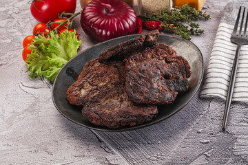 Liver pancakes in the bowl