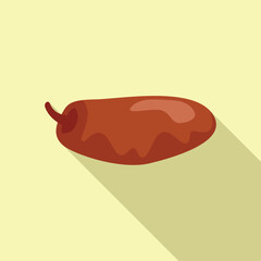 Dried date fruit with a long shadow on a light yellow background