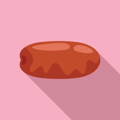 Dried date fruit icon showing seed, flat style, isolated on a pink background