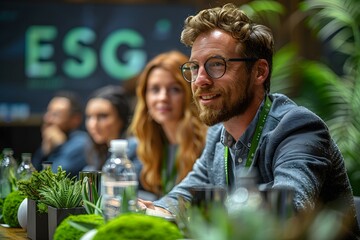 ESG green business meeting and conference.