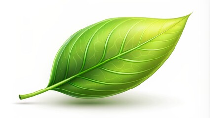 Obraz premium Isolated green leaf icon on a clean white background with subtle gradient effect and slight shadow for a natural look.