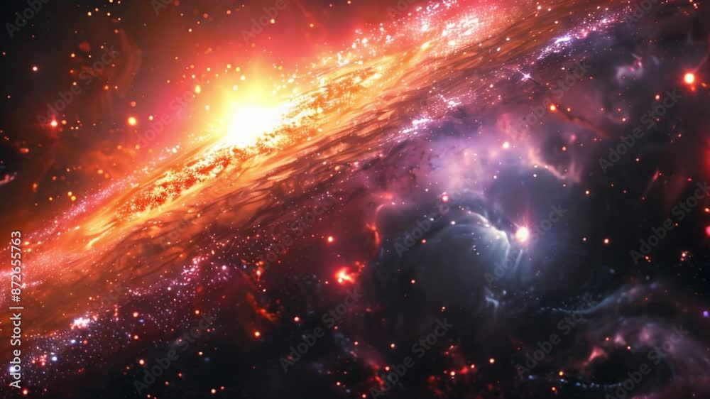 Poster this mesmerizing view of a colorful nebula in the night sky. galaxy