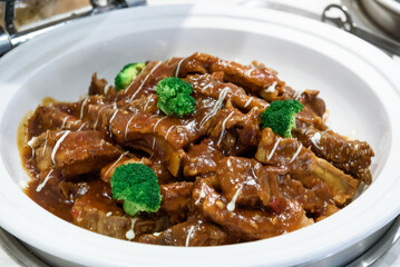 Korean buffet meal salad sushi dumpling fruit vegetable meat