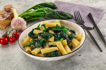 Italian cuisine - tortiglioni with spinach