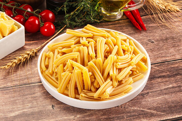 Raw dry Italian pasta - casarecce