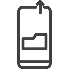 Upload folder outline icon on transparency background