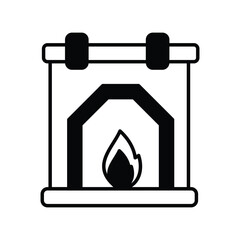 fireplace icon with white background vector stock illustration