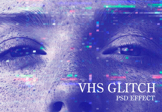 VHS Glitch PSD Effect