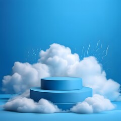 3D Blue podium for product announcement