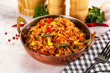 Mexican spicy rice with vegetables