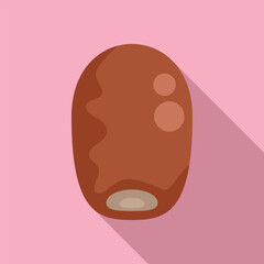 Single dried date fruit is lying on a pink background, offering a minimalist perspective on this sweet and chewy treat