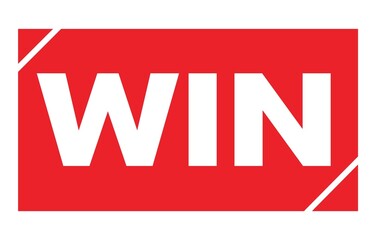 WIN text written on red stamp sign.