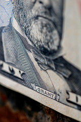 USD money banknotes, detail photo of US dollars