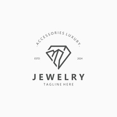 Jewelry Logo Template Design, diamond shop, accessories fashion Design elegant