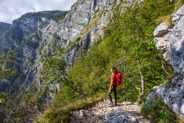 route to Mount Triglav from Lake Bohinj, Triglav National Park, Julian alps. Slovenia, Central...