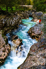 Soča river valley. Bovec, julian alps. Slovenia, Central Europe,