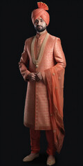 Naklejka premium male Indian model in a traditional wedding costume.